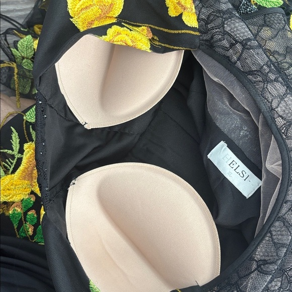 Helsi Cathy Floral Embroidered Mini Dress In Black/Yellow - Picture 5 of 5